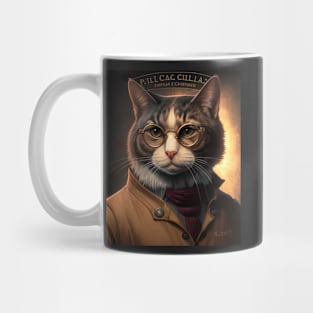 Distinguished cat portrait wearing gold glasses Mug